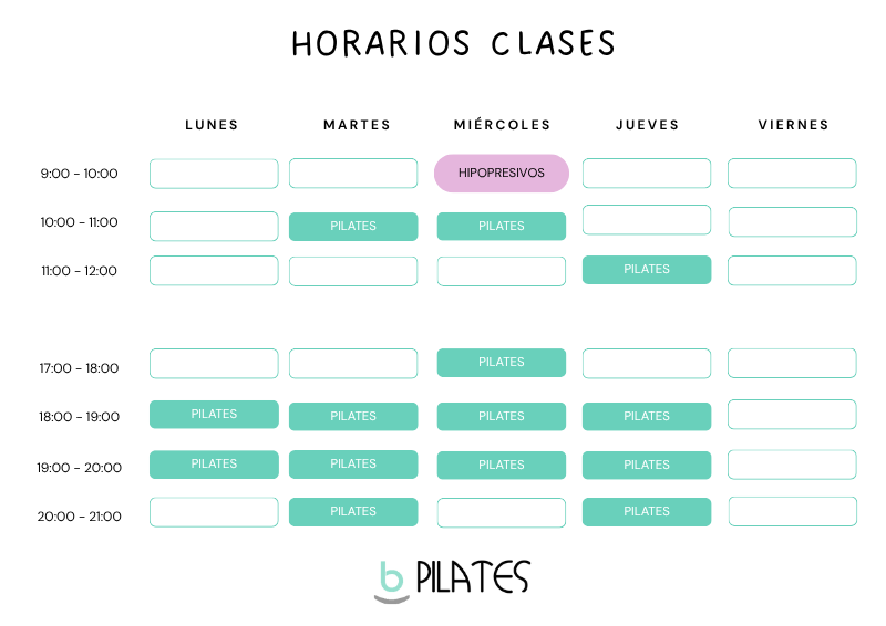 Horarios Pilates Les Corts Horarios Pilates Les Corts