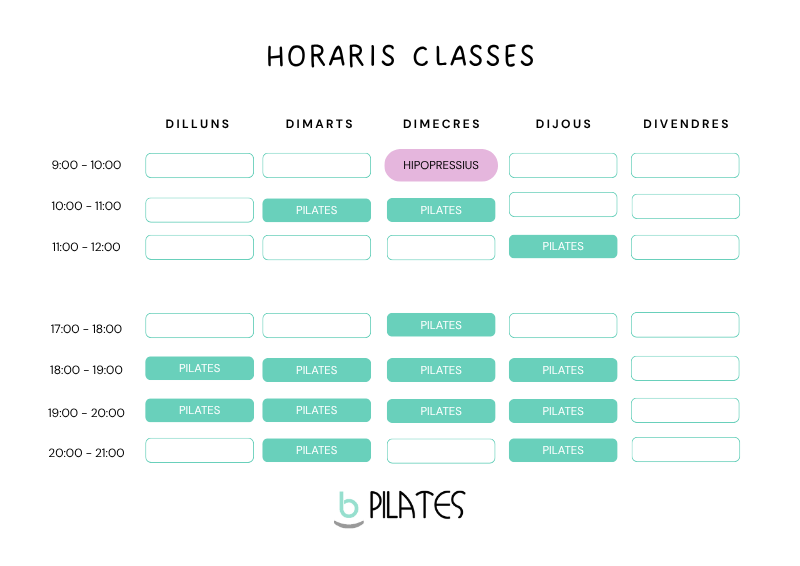 Horaris Pilates Les Corts